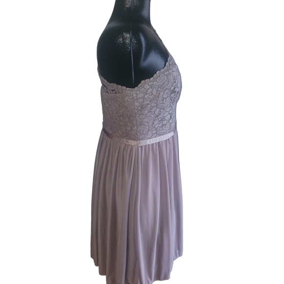 Davids Bridal Pale Rose Lace One-Shoulder Dress 14 - Picture 4 of 7